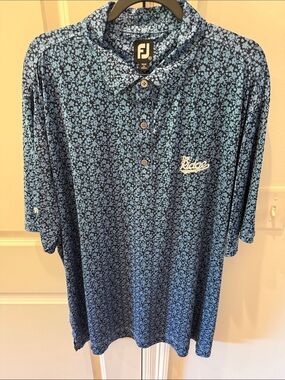 FootJoy Blue Floral Golf Polo with Subtle Script Logo